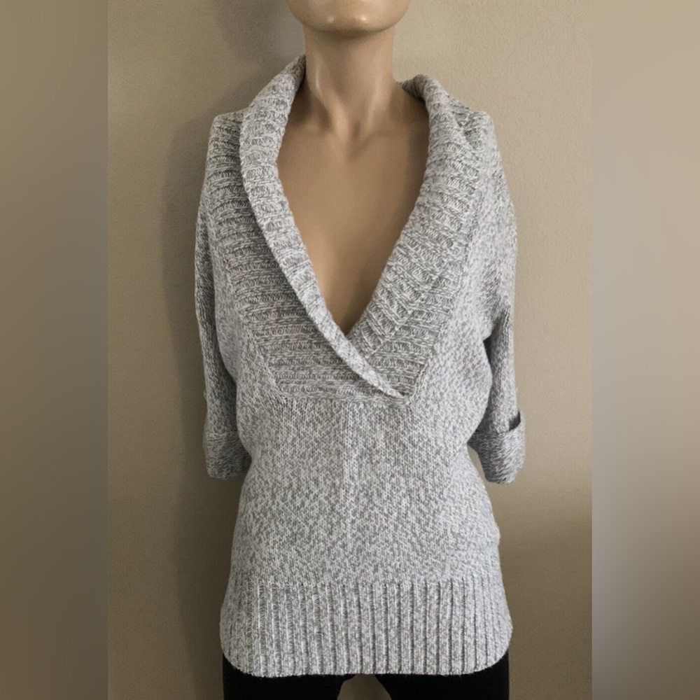 ARIZONA GRAY MARLED V NECK ELBOW SLEEVE SWEATER SZ 1X